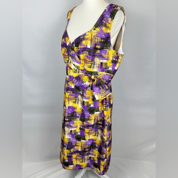 Alex Marie Bora Bora Lark Sheath Dress Sleeveless Bow Accent Abstract Print  14 - Picture 6 of 13